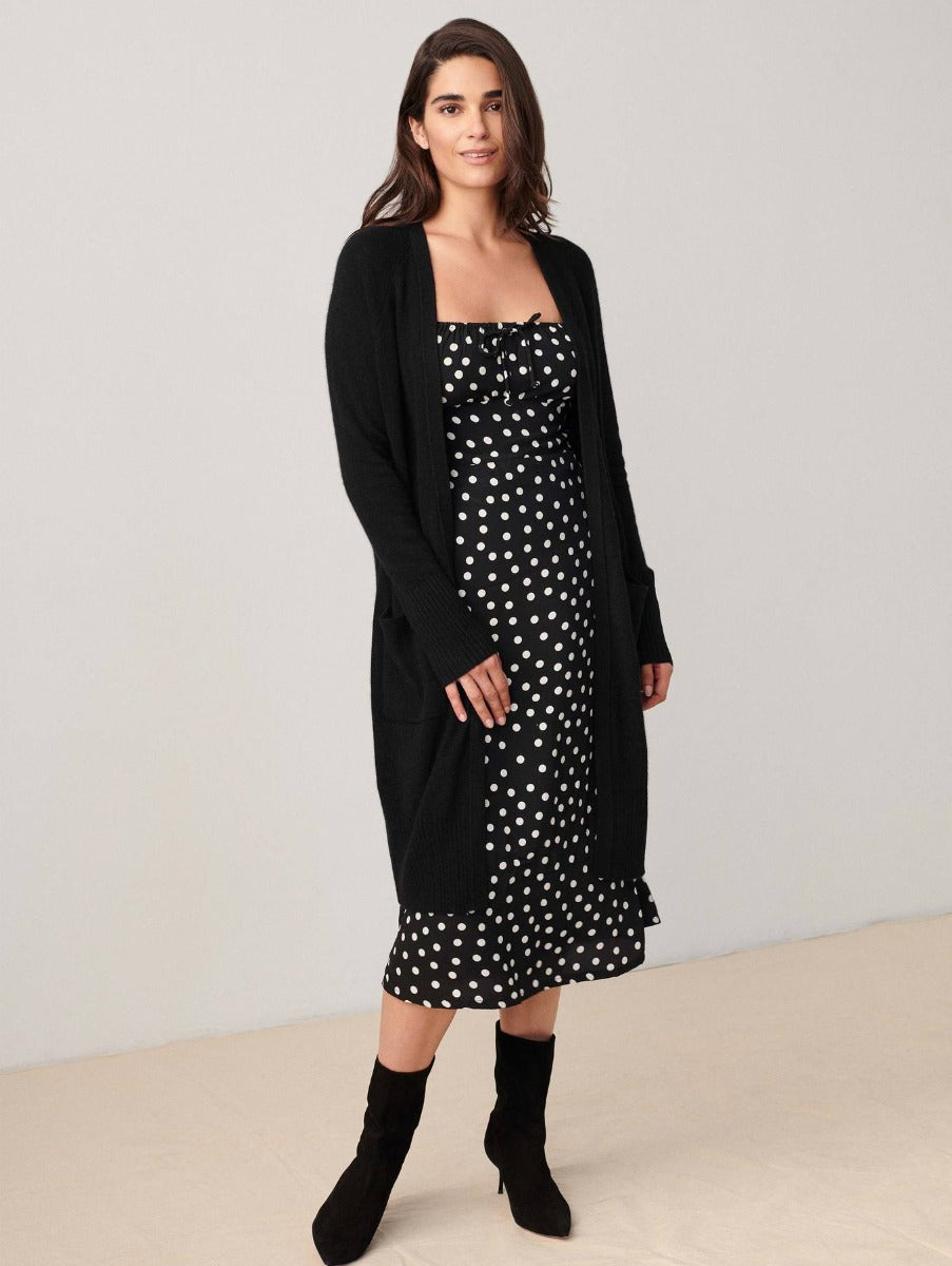 Cashmere Long Open Cardigan Black