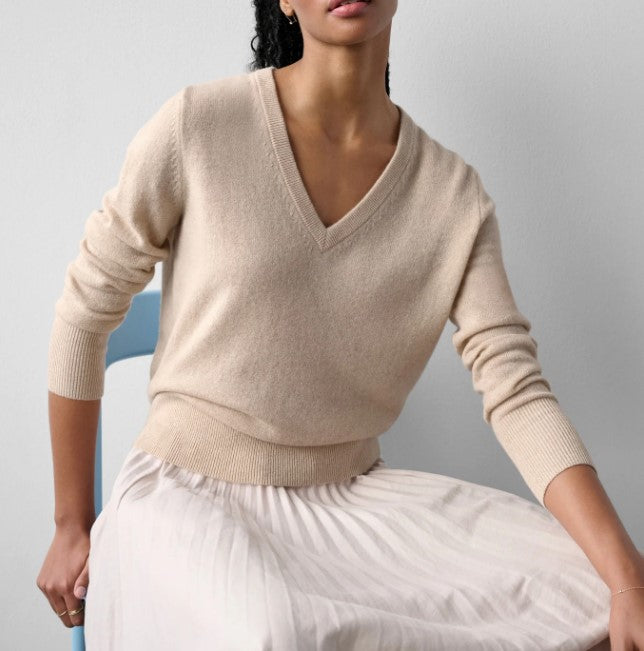 Cashmere Core VNeck Sandwisp Heather