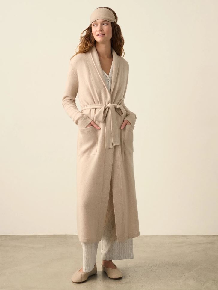 Long Cashmere Robe Toffee Heather